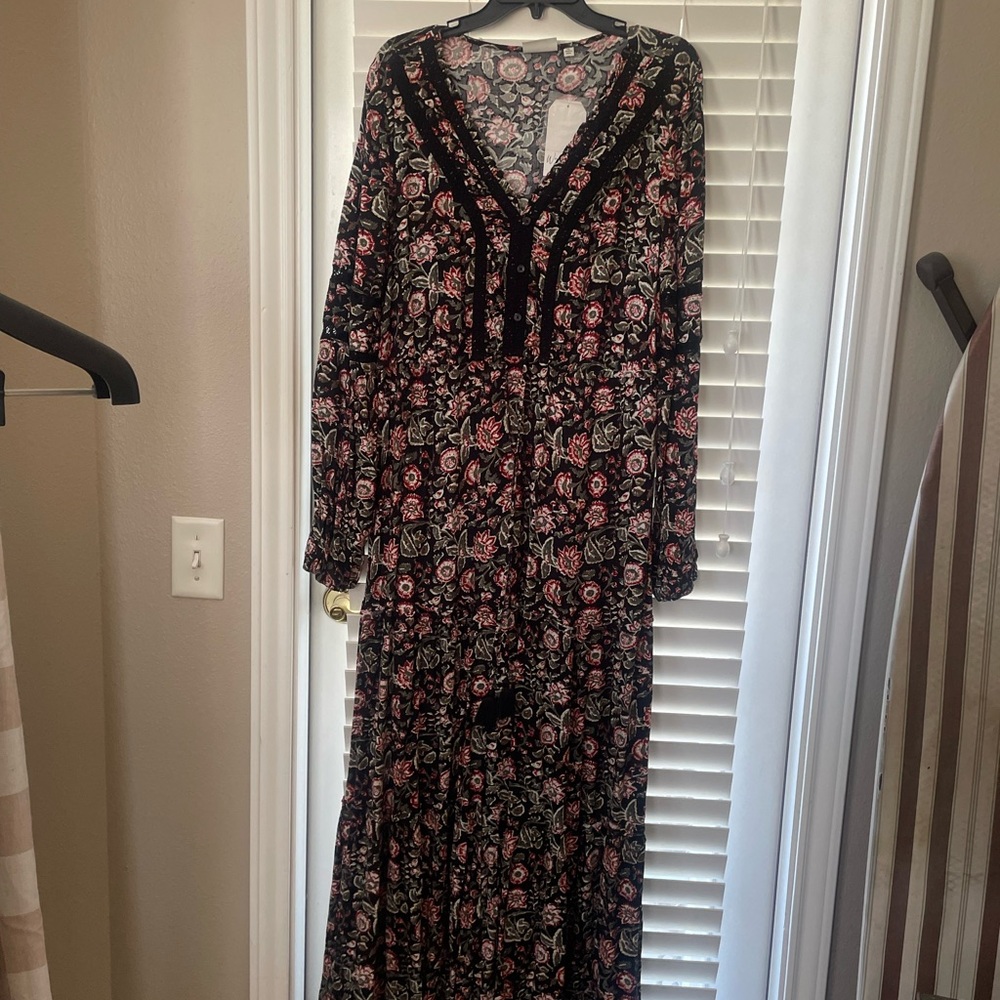 Floral Black and Pink Maxi Dress